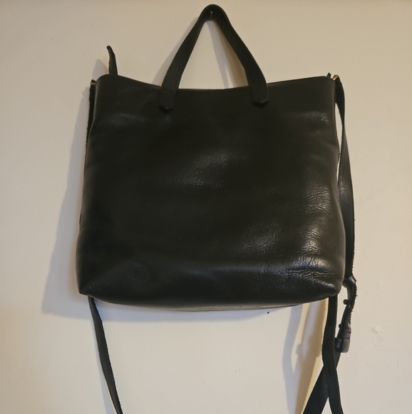 Madewell The Zip-Top Transport Black Leather Satchel  Convertible Crossb… - Picture 1 of 12